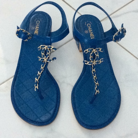 chanel sandals blue